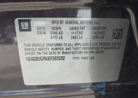 2014 Buick Lacrosse Leather Group z USA, uszkodzony, nr VIN 1G4GB5GR6EF263202